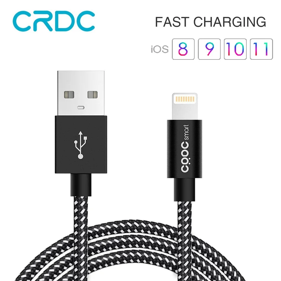 

CRDC USB For iPhone Cable MFi Lightning Cable For iPhone x 7 SE iPad 2.4A Fast Charger Phone Data Cable for iPhone 6S 8 plus etc