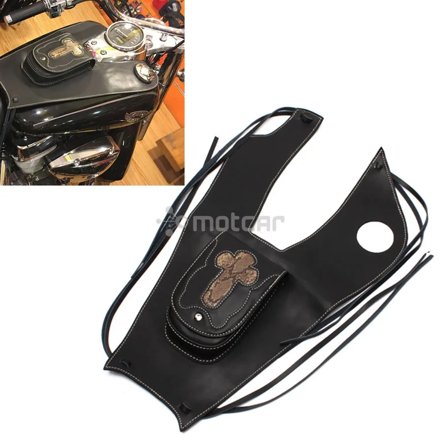 

Motorcycle Right Side Tank Cap Panel Cover Bag Black Leather Tank Bags For Honda Shadow VT750 C2 C4 RC50 RC53 2004-2011