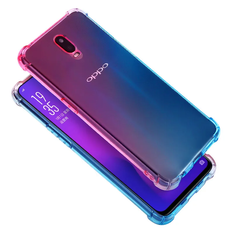 

Full Body Rainbow Gradient Airbag Case for OPPO R17 Pro Rx17 Neo R15x R9S Plus R17 Cover Four Corners Schockproof Soft TPU Case