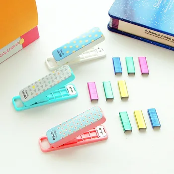 

Geometric manual stapler No. 10 color Staples set Mini grapadora papelaria Stationery office accessories school supplies