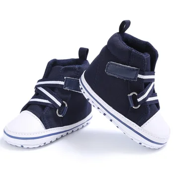 

Spring Autumn Baby Girls Boys Lace Up Canvas Anti Slip Crib Stripe Kids Casual Shoes Prewalkers New