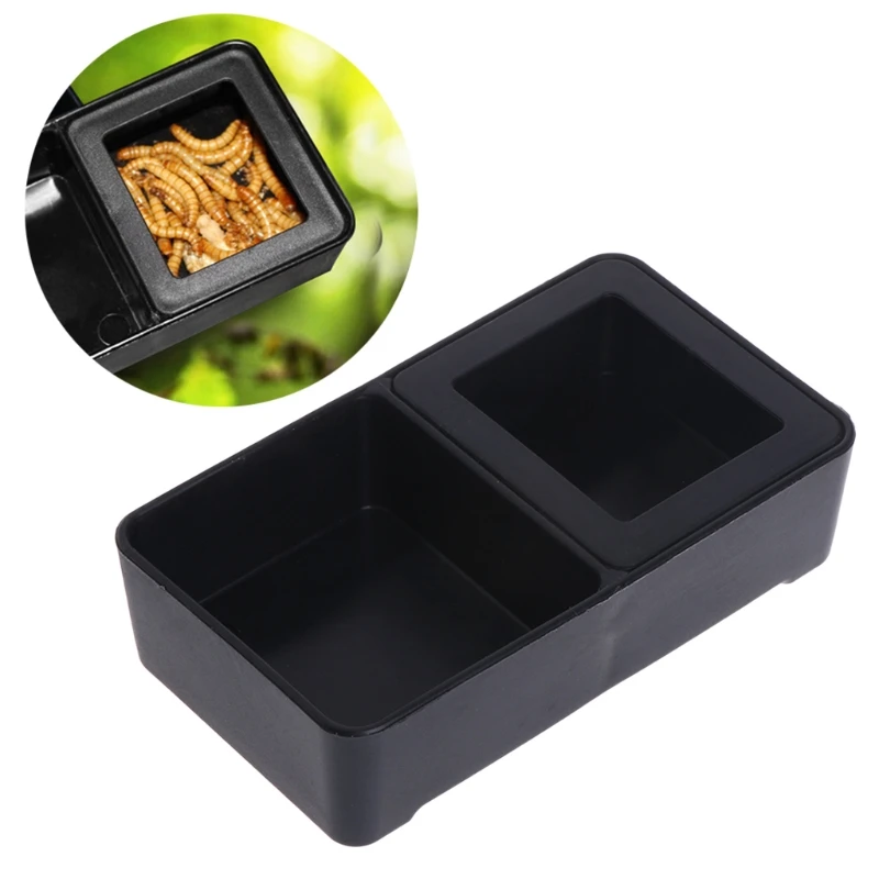 

Reptile Feeder Double Box Food Water Feeding Spider Insect Turtle Basin Breeding
