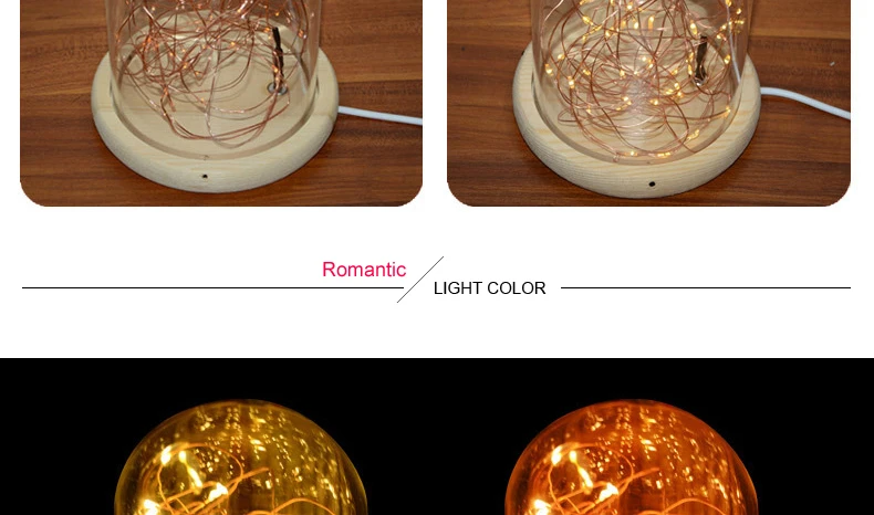 Romantic LED Night Light Copper Wire Lights USB Charging Firework Glass Table Lamp Led String Night Light (7)
