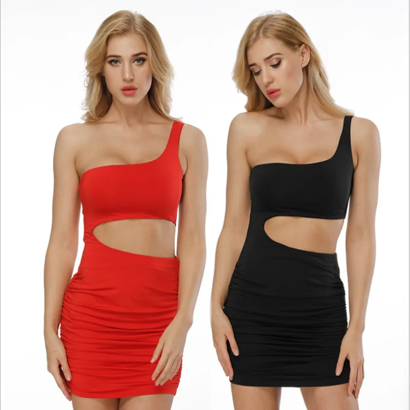 Milk silk shorn sexy nightclub sling shoulder bag hip dress 4_