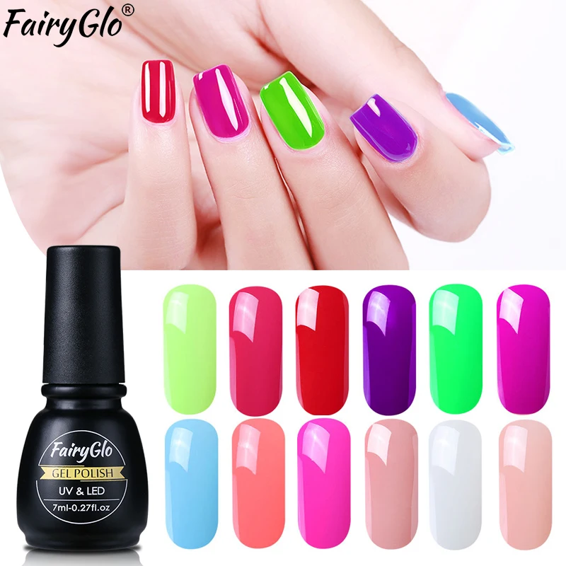 

FairyGlo 7ML UV LED Nail Polish Soak Off Nail Polish Paint Gellak Hybrid Varnish Lucky Lacquer Semi Permanent Stamping Enamel
