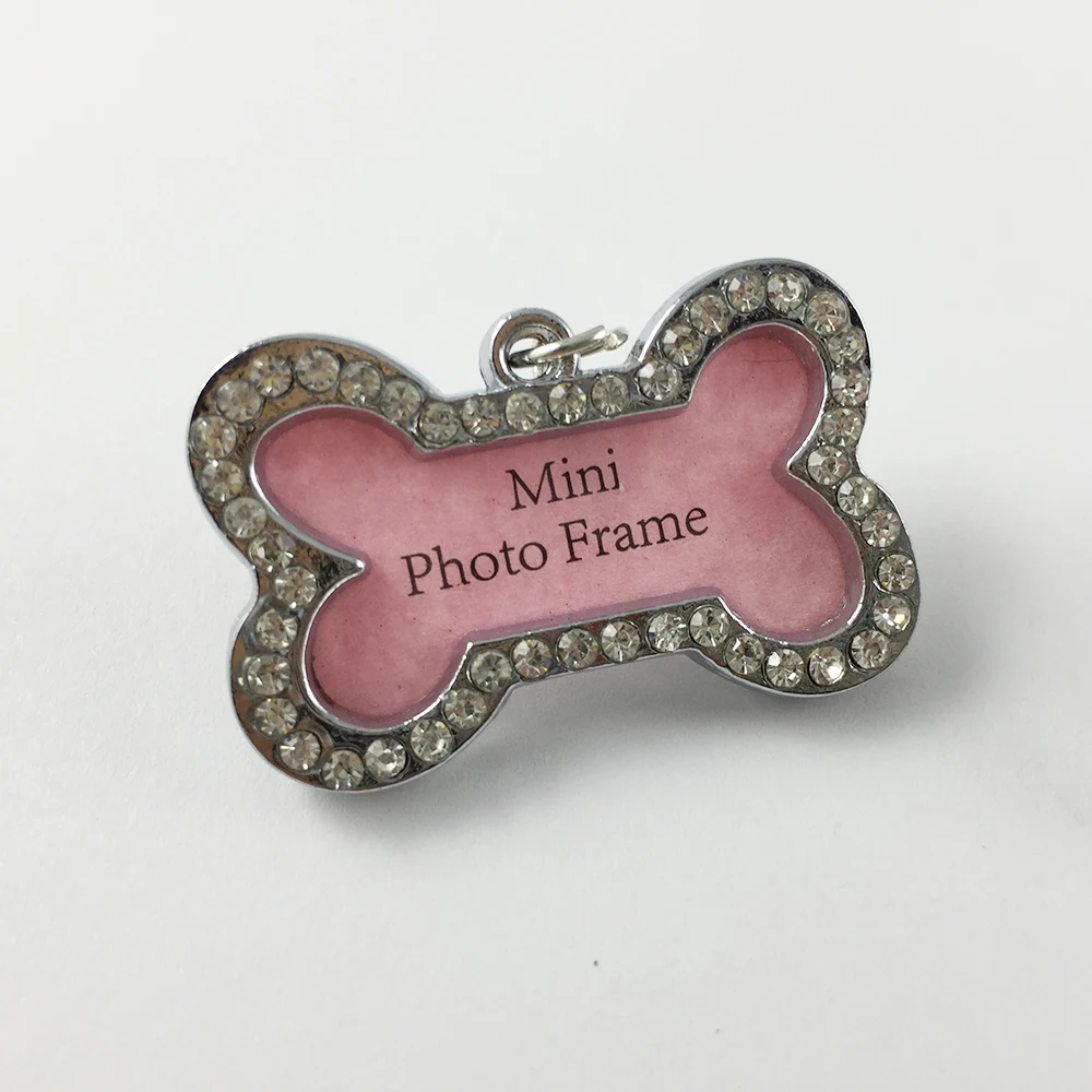 50 pcs/lot Customized Personalized ID Bone Shaped Dog Cute Rhinestone