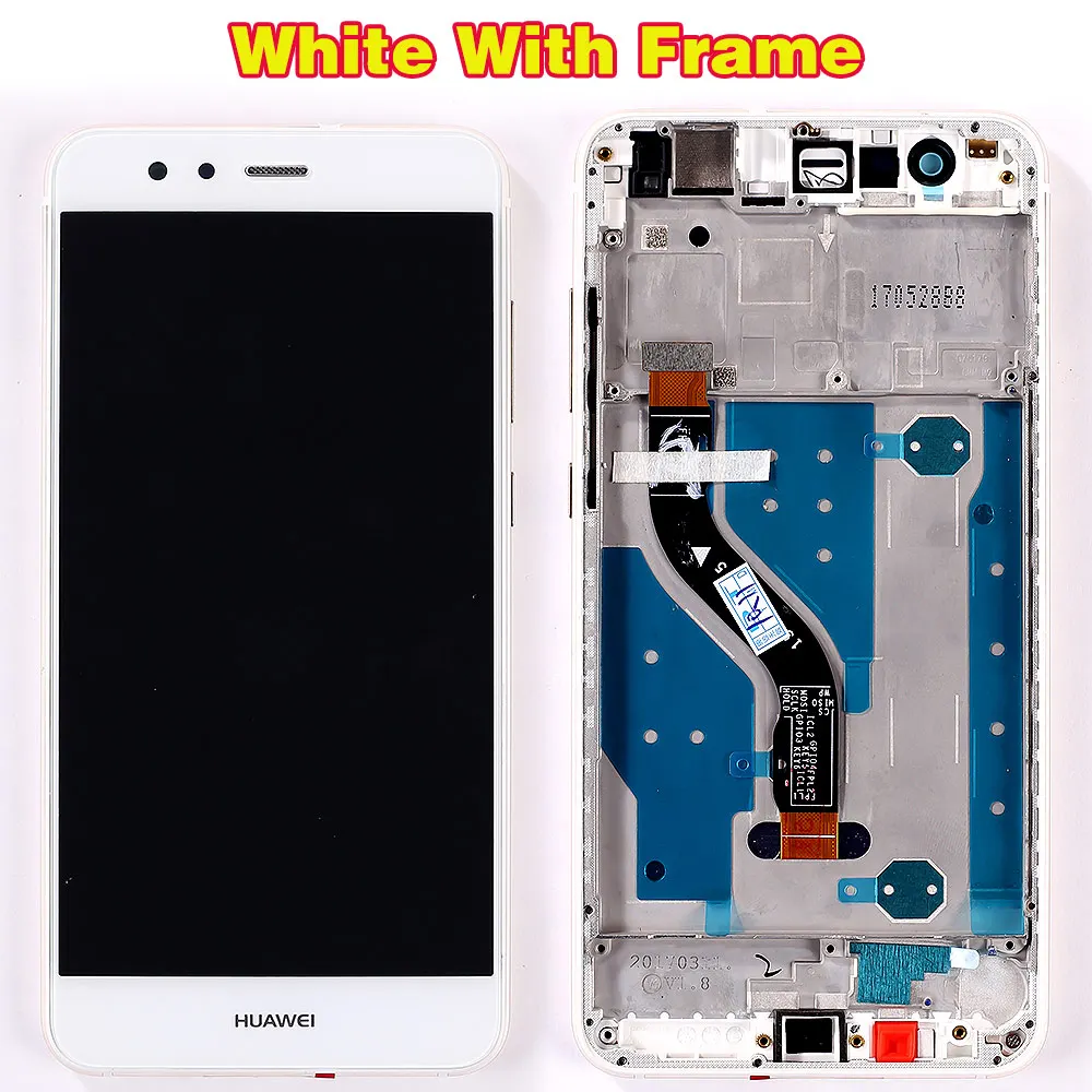 Huawei P10 Lite 5,2 дюймовый ЖК-дисплей P10 lite 1920*1080 кодирующий преобразователь сенсорного экрана в сборе рамка закаленное стекло и инструменты - Цвет: White with frame