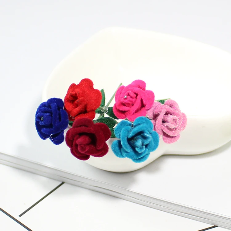 Ручной работы мини трехмерные 13 мм ткани Красочные розы миниатюрные амулеты наполнитель для стеклянные круглые украшения фурнитура