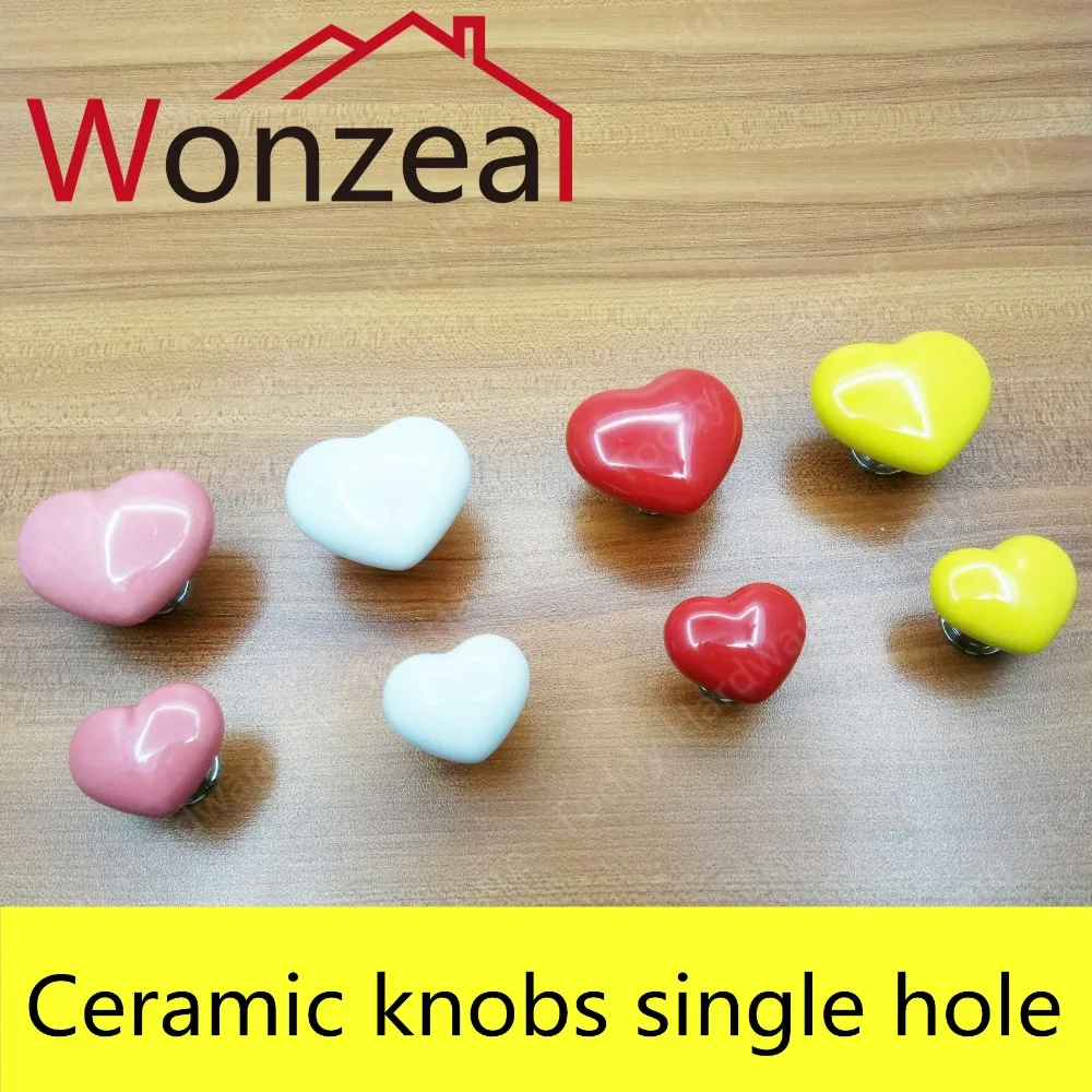 2pcs 36mm/50mm Heart Shape furniture door handle Ceramic Porcelain