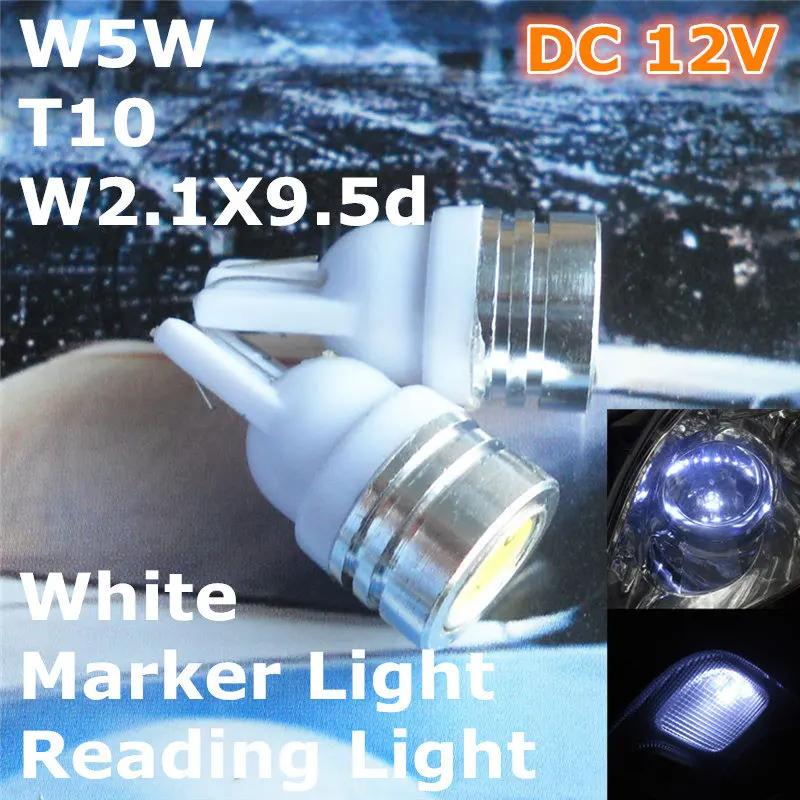 

12V LED White Color Car Bulb Lamp T10(High Power Flood Lamp)W5W W2.1X9.5d for Trunk Boot Licence Reading Light