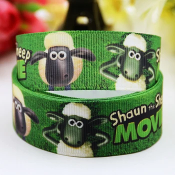 

22mm 25mm 38mm 75mm Sheep Cartoon Character printed Grosgrain Ribbon party decoration satin ribbon 10 Yards X-00855