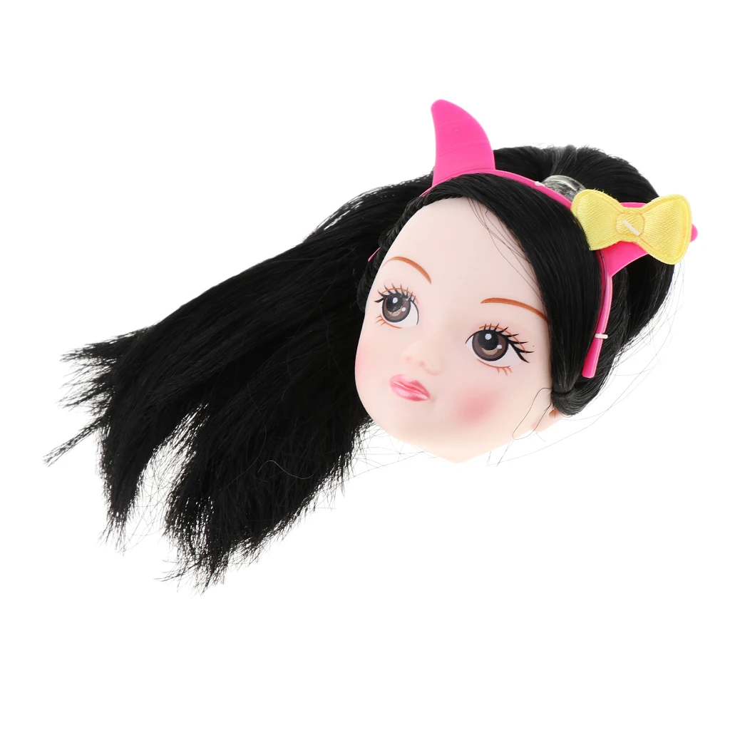 Doll Head Sculpt with Straight Ponytail, Painting Eyes for 1/6 BJD XinYi Doll DIY Making