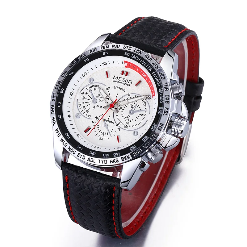 MEGIR популярный известный бренд мужские часы лучший бренд класса люкс Бизнес кварцевые часы кожаный ремешок для часов мужские наручные часы reloj hombre