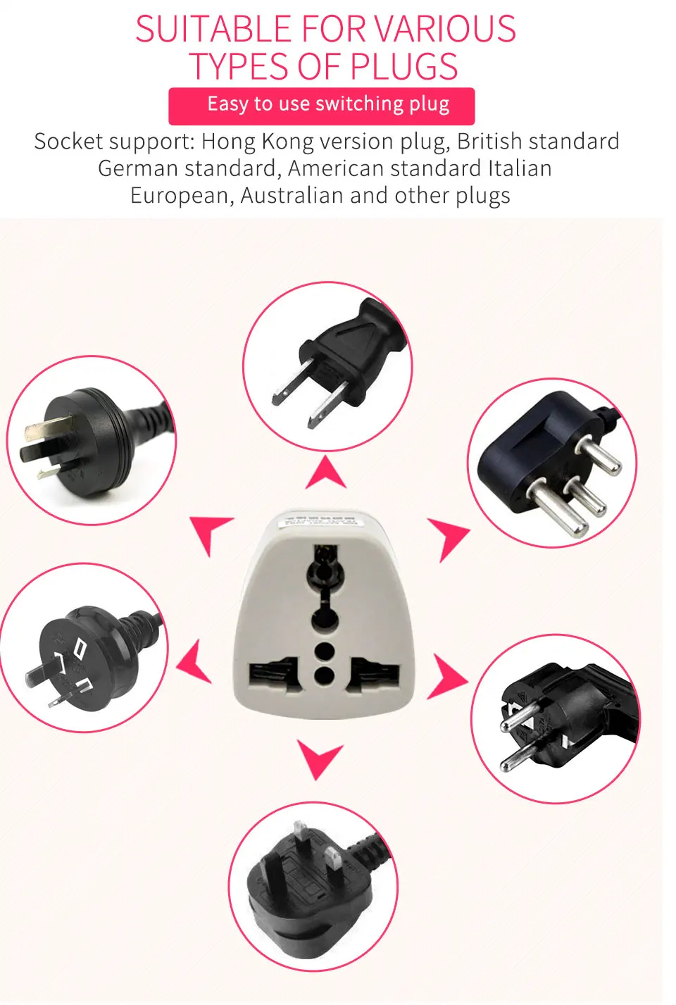 South Africa 3 pin Travel Adapter  to Universal UKUSEUAU 2500W 10A Power Plug (9)