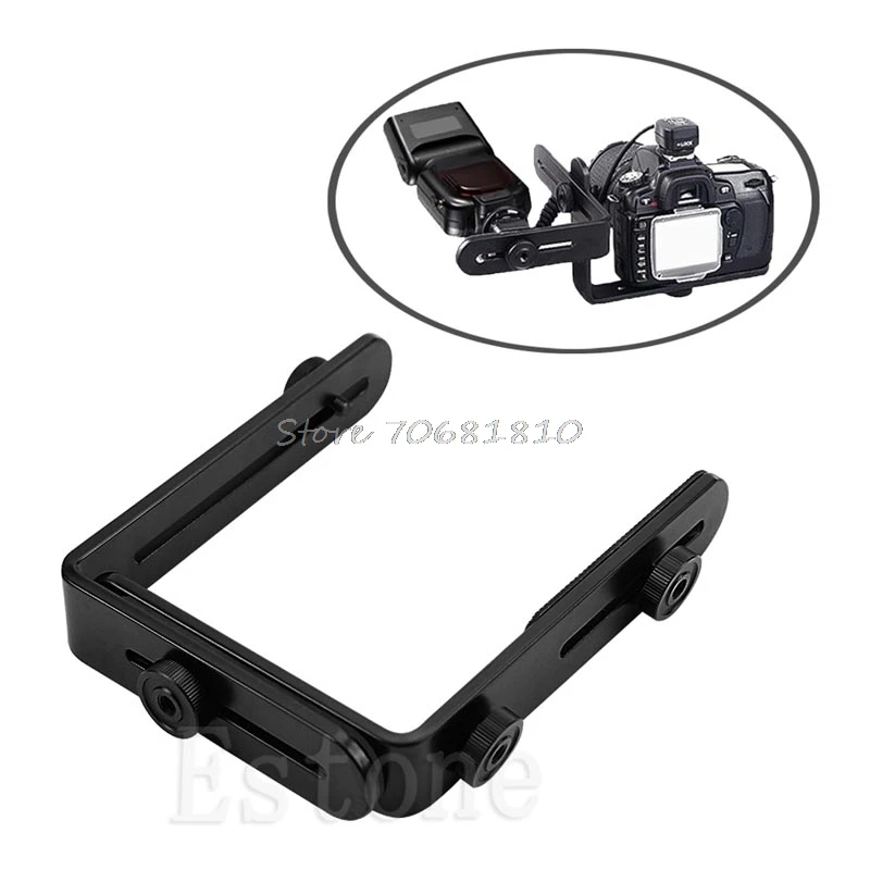 Metal L shaped Double Dual Bracket Holder Mount for Canon Camera Speedlite Flash R179 Drop Shipping