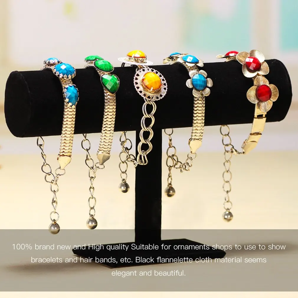 1PC Black Velvet Bracelet Chain Watch Winder T Bar Rack Jewelry Hard Display Stand Holder Jewelry Organizer Saat Kutusu 1PC Black Velvet Bracelet Chain Watch Winder T Bar Rack Jewelry Hard Display Stand Holder Jewelry Organizer Saat Kutusu