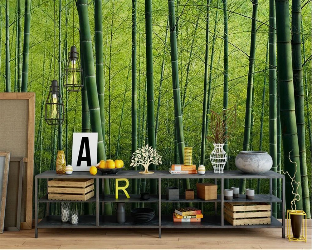 Beibehang Custom large 3d wallpaper green bamboo pure and fresh and natural scenery of bamboo 3 d sitting room bedroom wallpaper room divider bamboo natural 250x165 cm