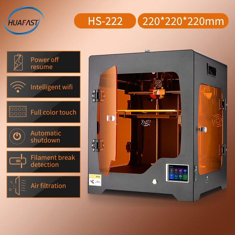 

2019 HS-222 3D Printer Large Plus printing Size Fully Enclosed Chamber Impresora 3d Acrylic Metal Frame Imprimante 3d