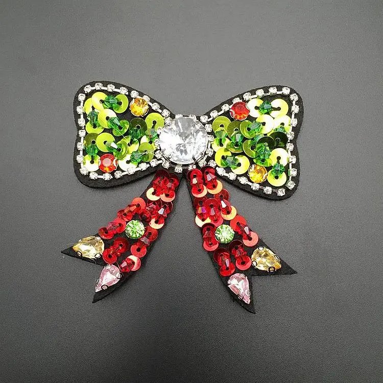 tie diy patch for Patch Patches Bow Sew On tie DIY Beaded Rhinestones Bag clothes Sequins Applique 2017
