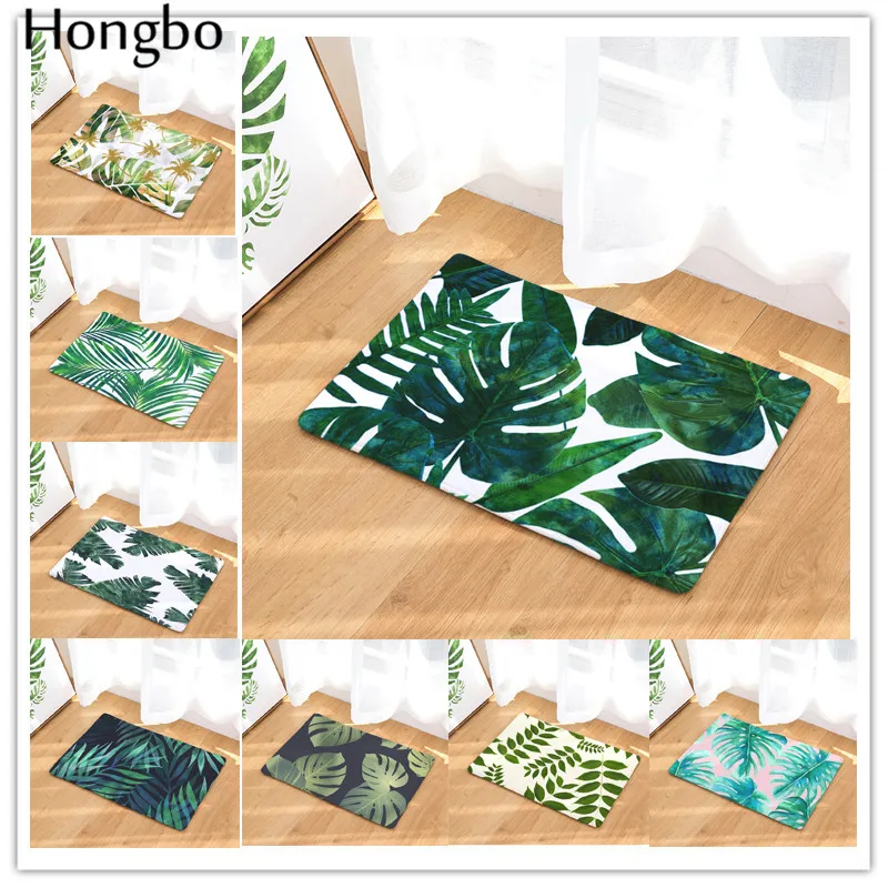 

Hongbo Vintage Monstera Tropical Plants Printing Rectangular Mats Entrance Doormats Washable Kitchen Carpet 40*60mm Bath Mat