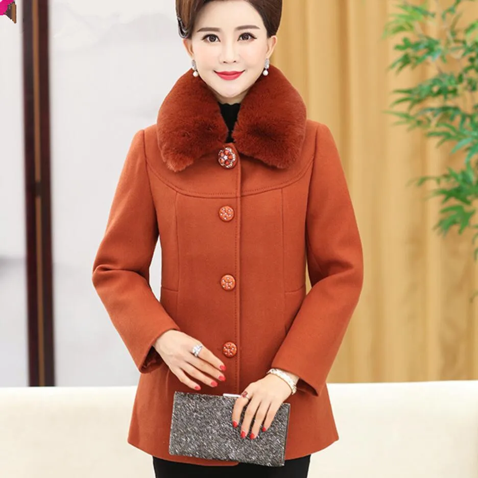 plus size 5XL fashion woolen Fur collar Winter jacket middle-aged women coats long-sleeved long wool coat women plus size 5XL fashion woolen Fur collar Winter jacket middle-aged women coats long-sleeved long wool coat women