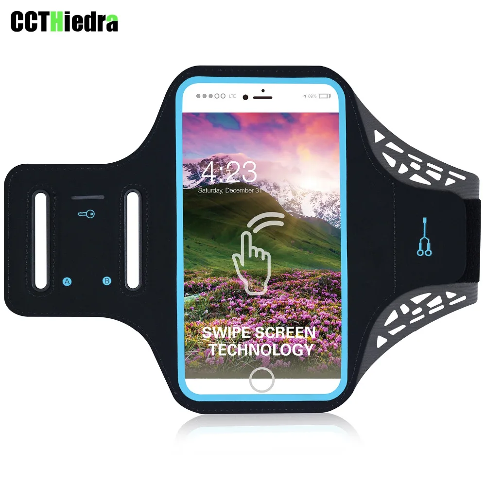 Kopen 5.5 inch Ultra dunne Armband touch Waterdichte Jogging Arm Sport Gym Mobiele Telefoon Zakken Voor Apple iPhone 8 Plus 7 p 6 6 s Plus