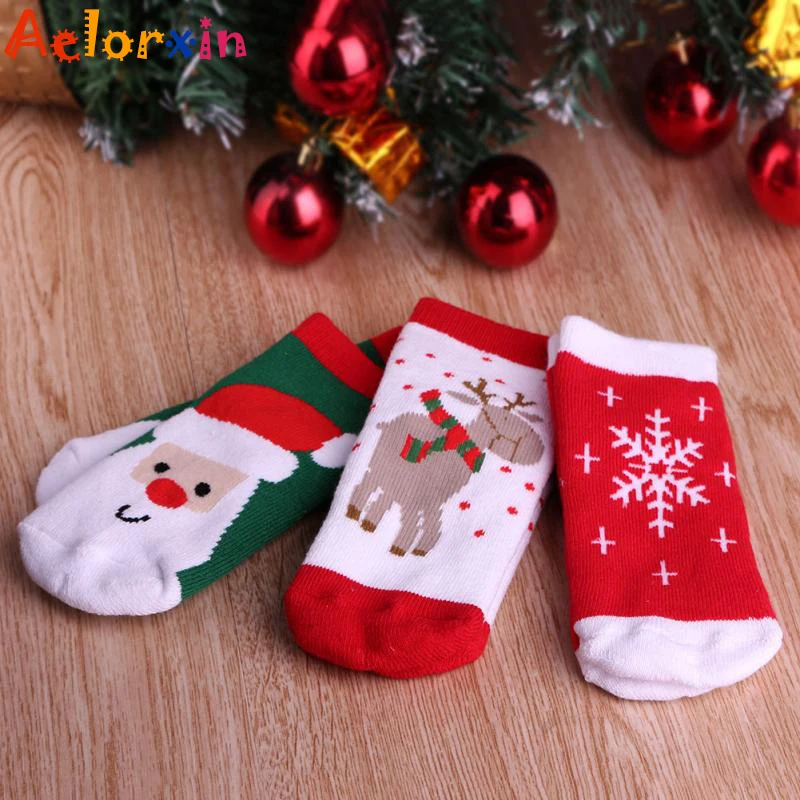 High Quality Cotton Baby Christmas Socks Red Socks Santa Claus Reindeer
