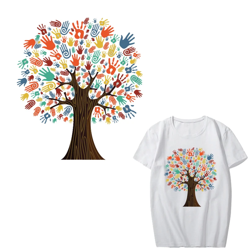 

Iron on Tree Patches for Clothing DIY T-shirt Sweatshirt Clothing Patch Heat Transfer Vinyl Washable Stickers on Clothes Press