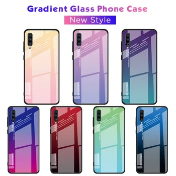 Перейти на Алиэкспресс и купить Цветной чехол для Samsung A9 pro 2019 A70 A7 A8 plus A60 Plus 2018 A7 A5 2017 A20E A10 A30 A40 A50 защитный чехол из закаленного стекла