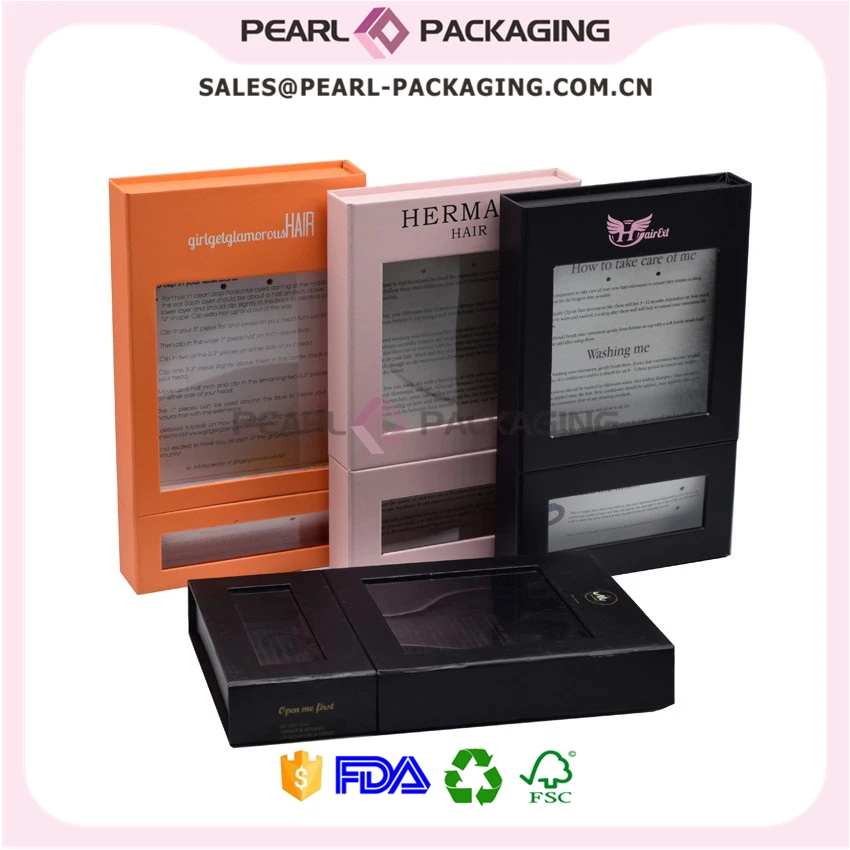

Luxury Hair Extension Box with Tester Piece, Low MOQ Hair Packaging Magnet Closure Box