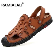 Новые летние сандалии наивысшего качества Мужская обувь мужские сандалии уличные повседневные кожаные сандалии мужские пляжные туфли