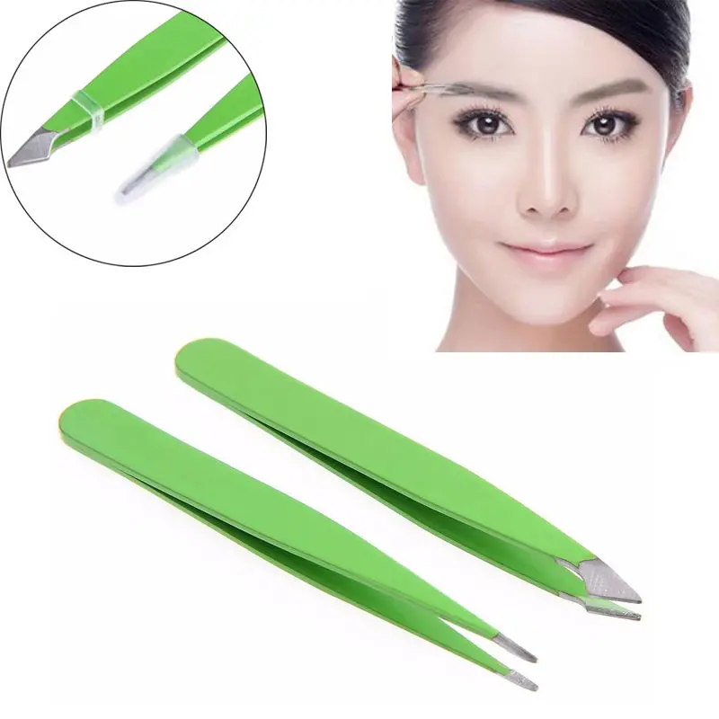 

2pcs Eyebrow Tweezers Stainless Steel Face Hair Removal Eye Brow Trimmer Tweezer Eyelash Clip Cosmetic Beauty Makeup Tool