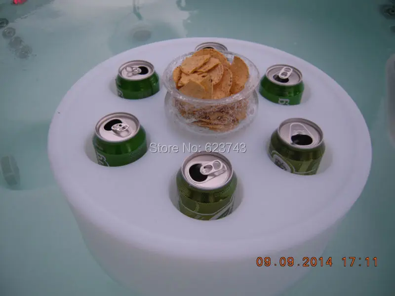 4Pcs/Lot Waterproof Round illuminated LED floating Champagne Holder Ice Bucket Rechargeable,Glowing Coaster Led flytande poolbar