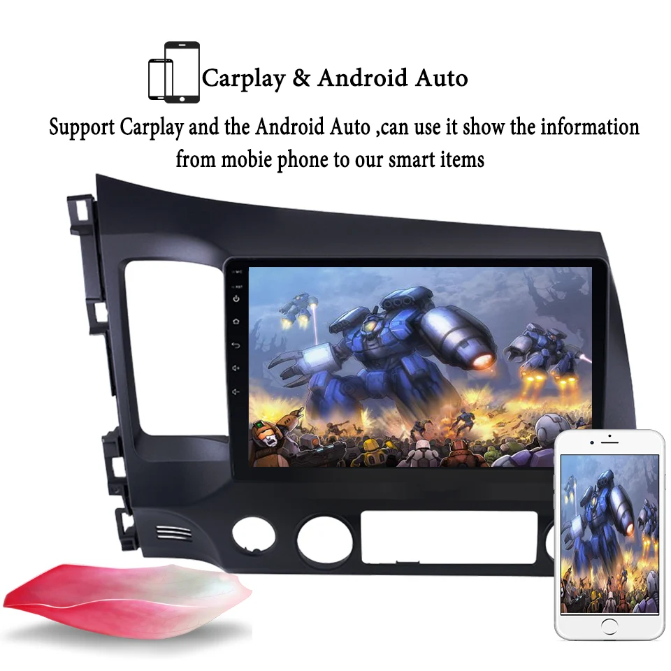 Cheap 10.1" 4+64GB Android 9.1 Car Radio Touchscreen GPS Multimedia Player For 2006 2007 2008 2009 2010 2011 Honda Civic Cassette 6