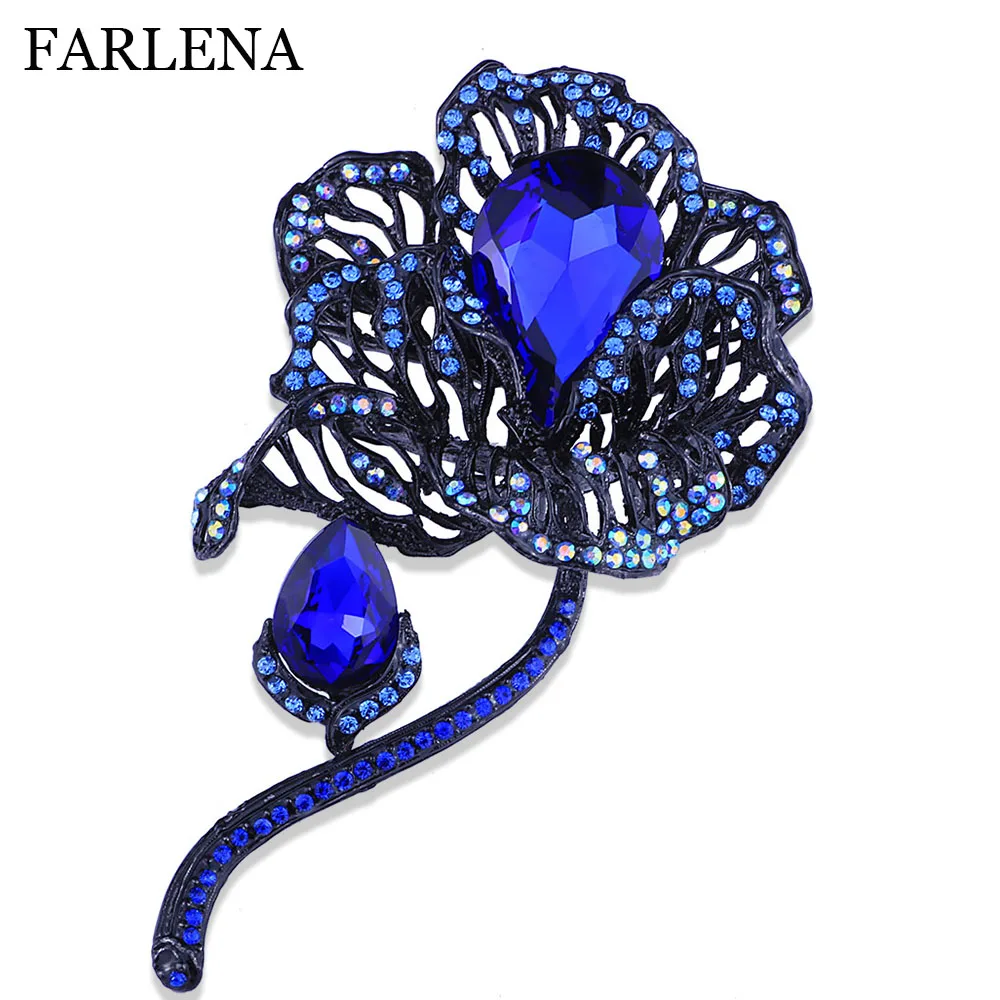 

FARLNEA Jewelry Luxury Crystal Large Satellite flowers brooch Vintage Rhinestone Brooch for Women Scarf dress Clip Pins