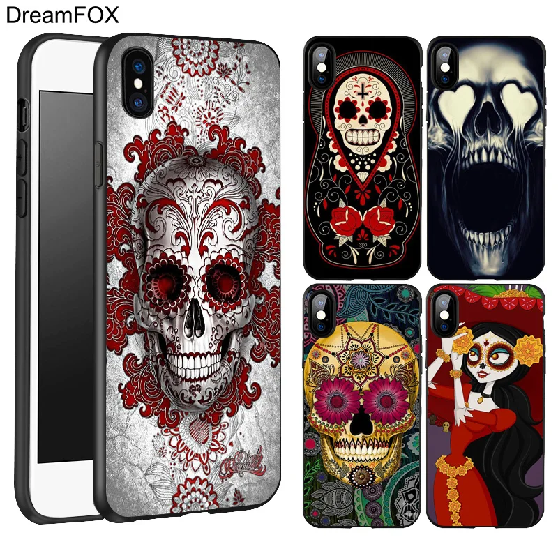 DREAMFOX L238 Skull Design Black Soft TPU Silicone Case Cover For Apple iPhone 11 Pro XR XS Max X 8 7 6 6S Plus 5 5S 5G SE |