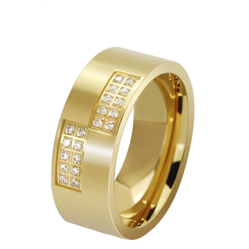 8mm anillos de para hombre negro anillos oro Color anillo hombres de acero inoxidable cúbicos Zirconia Vintage encanto Alianza mariage|wedding forwedding rings for men - AliExpress