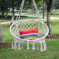 Cotton Rope Hammock Chair Swing For Kids Hand Knitting Macrame Swing Set Children Indoor Outdoor Chair Rocking Baby Sleep Bed 2