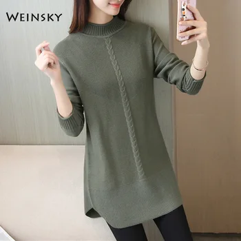 

Women Knitted Sweater And Pullovers Full Sleeve Korean Style Fashion Turtleneck Long Sweaters Winter And Autumn 2019 New