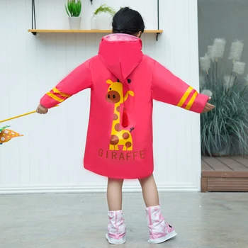 

Yellow Cartoon Backpack Giraffe Raincoat Suit Baby Children Rain Coat Girls Boys Waterproof Poncho Rain Cover Regenjas 50yc156