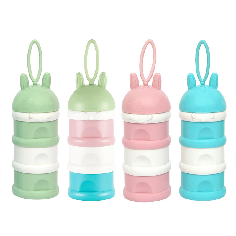 

3 layer Colorful Portable Baby Food Storage Box Cute Cartoon Cereal Milk Powder Boxes Toddle Kids Outdoor Formula Milk Container