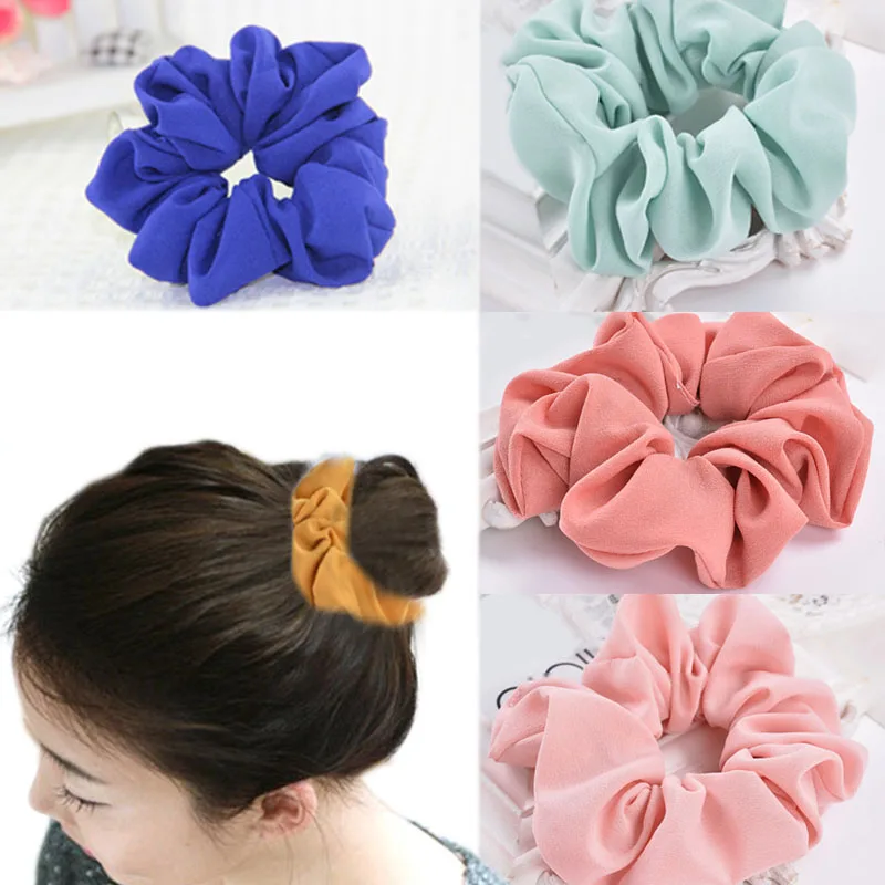 

10 Colors Elasticity Korean Candy Color Pure Color Cloth Art Chiffon Hair Circle High Quality 1PC Exquisite Unique Graceful