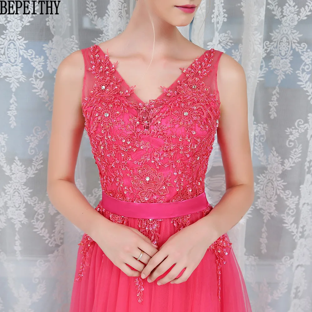 BEPEITHY Robe De Soiree длинное вечернее платье с кристаллами, сексуальное платье с аппликацией и открытой спиной, Vestidos De Festa Longo, вечерние платья