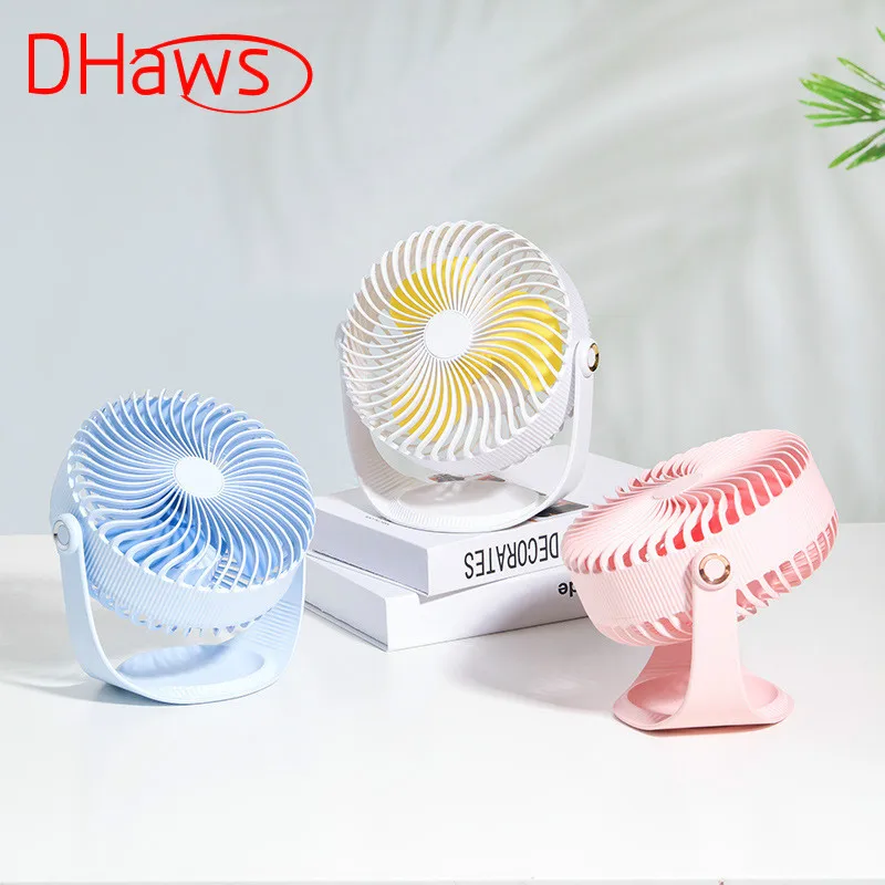 

DHaws 2019 New Portable Fan Usb Rechargeable Fan Seven-inch Striped Desktop Mini Fan Mute Large Wind Portable Small Fan