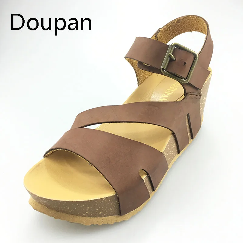 

Doupan Women High Heel Sandals Summer Buckle Brown Black Lace Up Fashion Shoes Women Sandalia Calzado Mujer