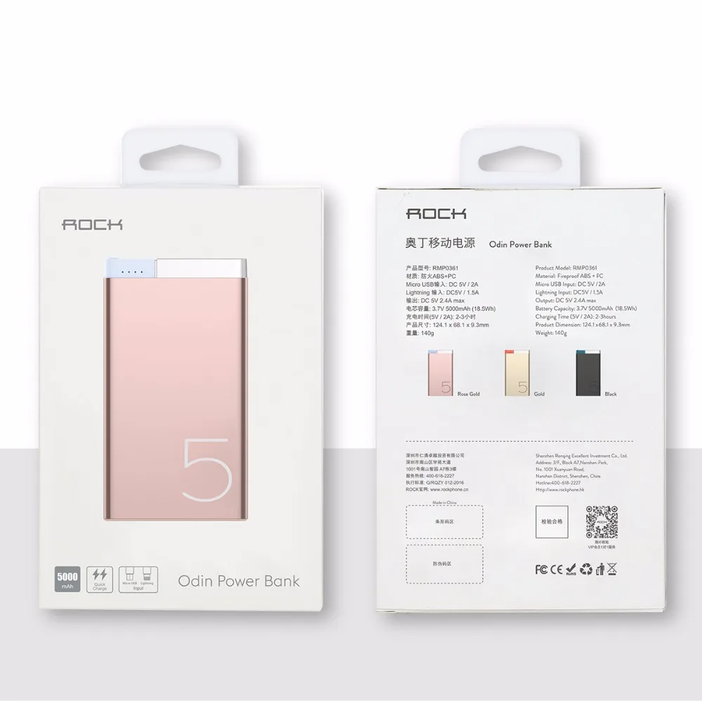 ROCK Power Bank 5000Mah Portable Charger Dual Input Ports Powerbank External Battery for iPhone Samsung Xiaomi Metal Alloy ROCK Power Bank 5000Mah Portable Charger Dual Input Ports Powerbank External Battery for iPhone Samsung Xiaomi Metal Alloy