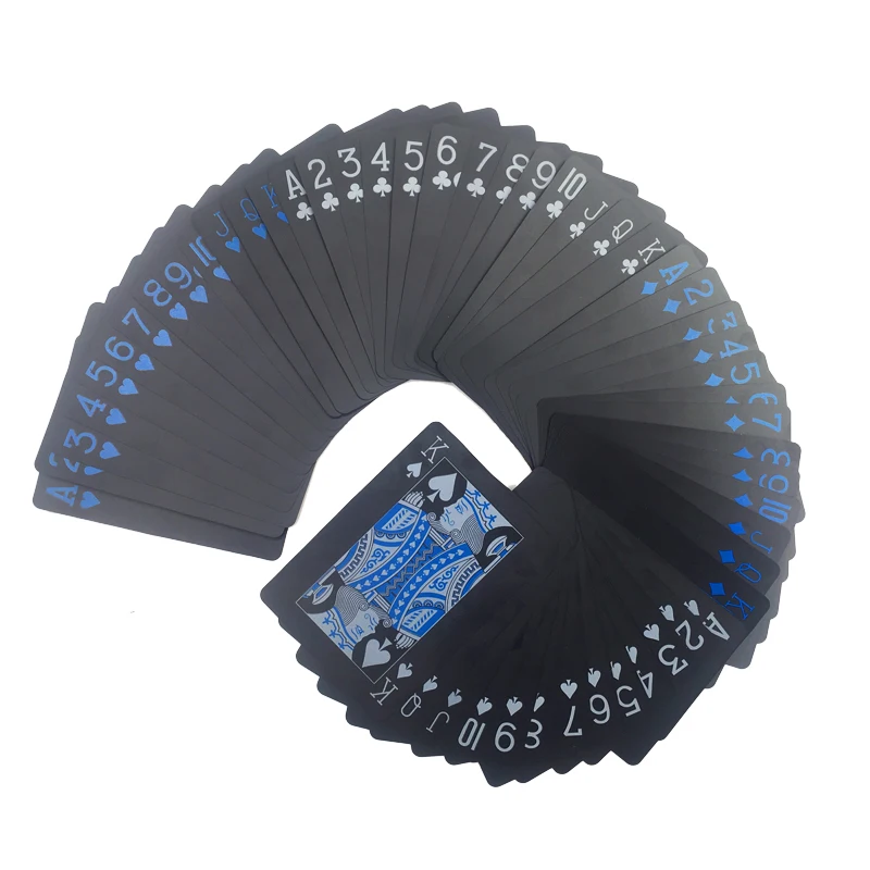 Quality Waterproof PVC Plastic Playing Cards Set Trend 54pcs Deck Poker Classic Magic Tricks Tool Pure Black Magic Box-packed