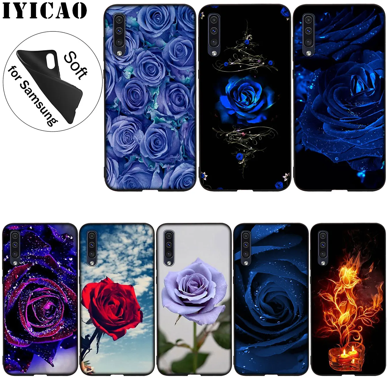 IYICAO Мягкий силиконовый чехол для Samsung Galaxy A70 A60 A50 A40 A30 A20 A10 A50S A40S A30S A20E A10S черный |