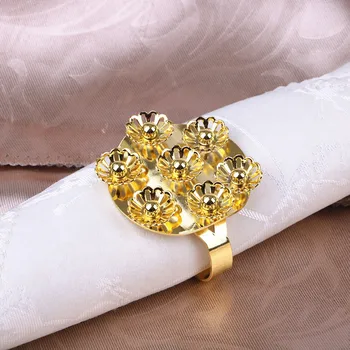 

12PCS napkin ring stainless steel napkin buckle gold silver mouth cloth pattern model room wedding table decoration