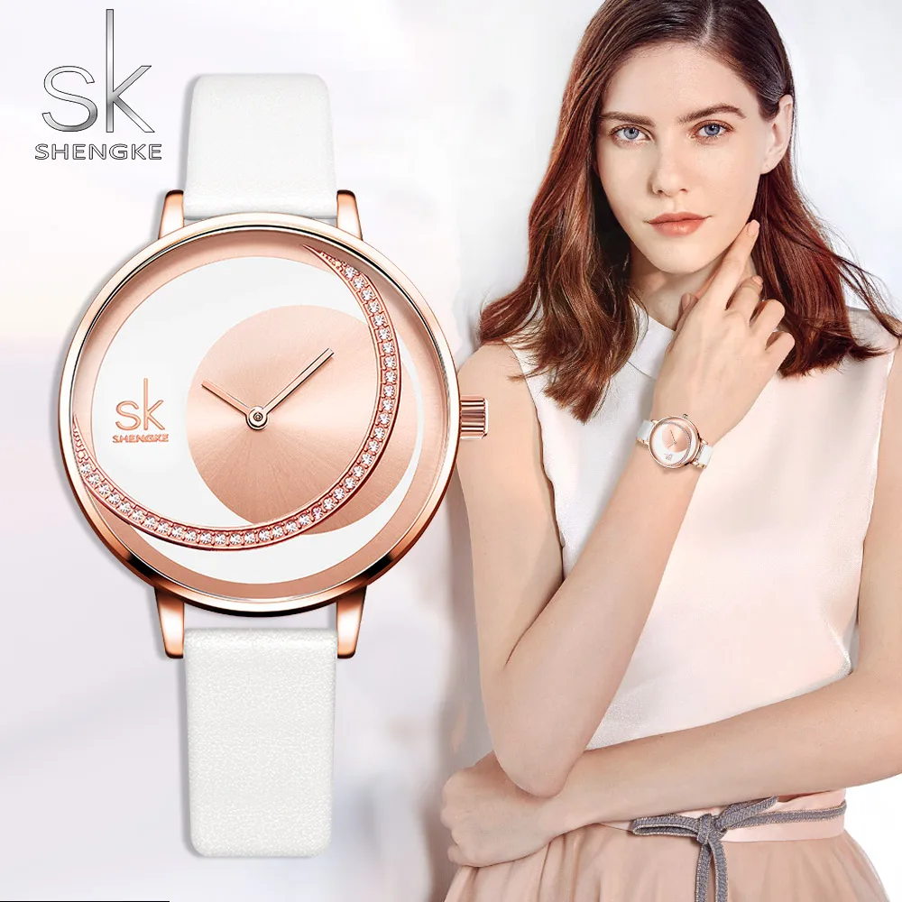 

SK0088Shengke Women Watch Luxury dameshorloge Reloj Mujer Leather Fashion Diamond Ladies Quartz Watch Female Clock Montre Femme